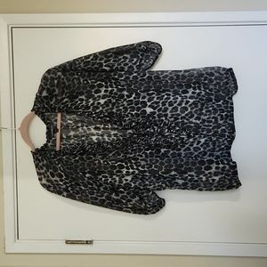 Express Sheer 3/4 Leopard Button Down